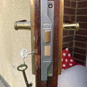 New lock installation on a domestic door